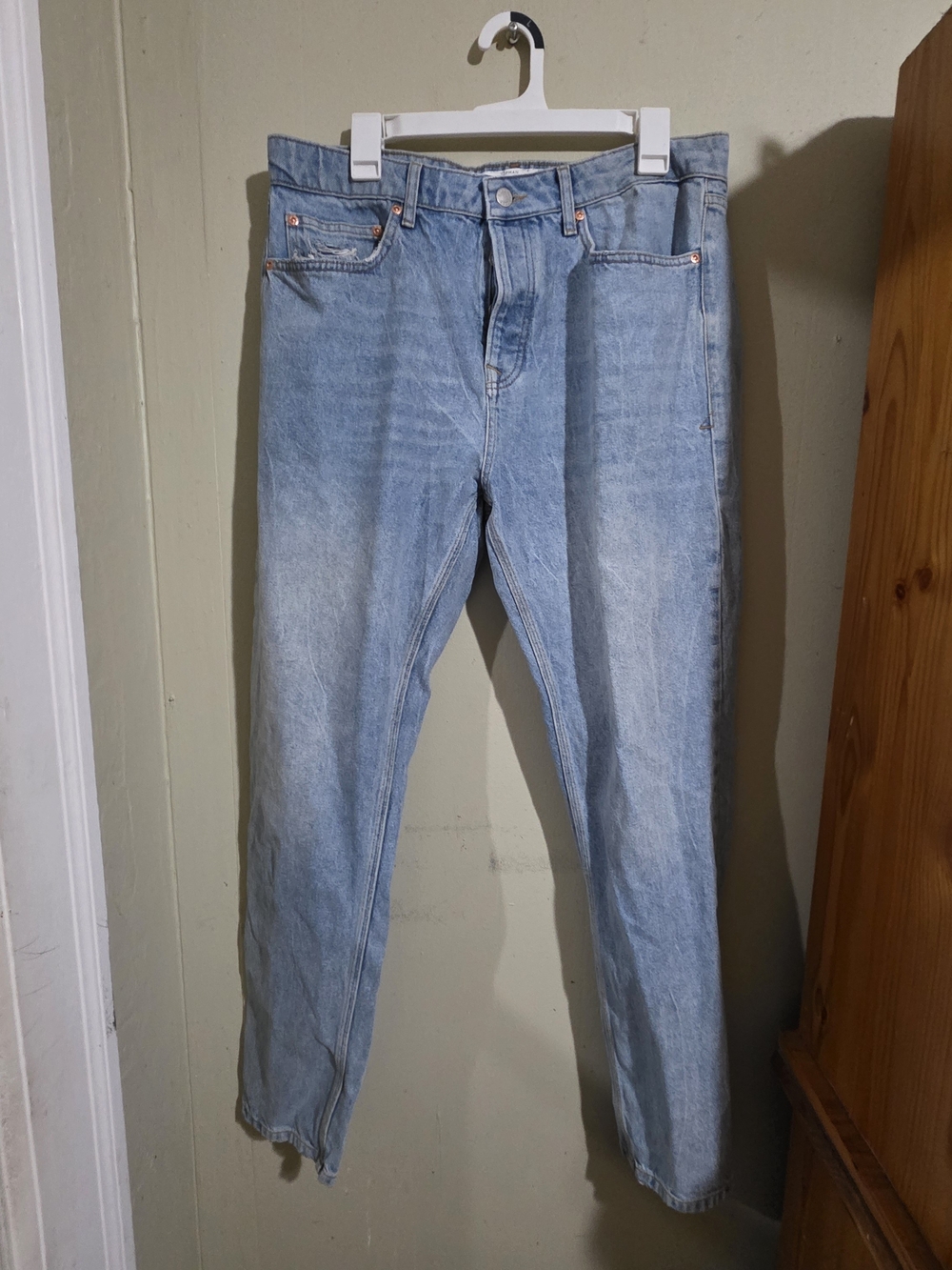 Topman Light Blue Strai Leg Denim Jeans 36x34
